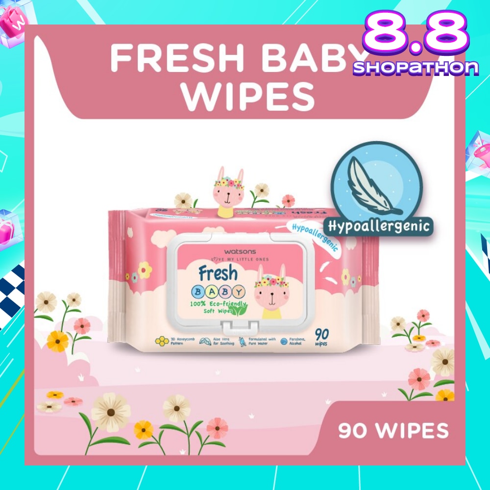 Watsons Hypoallergenic Fresh Baby Wipes 90s (For Sensitive Skin)