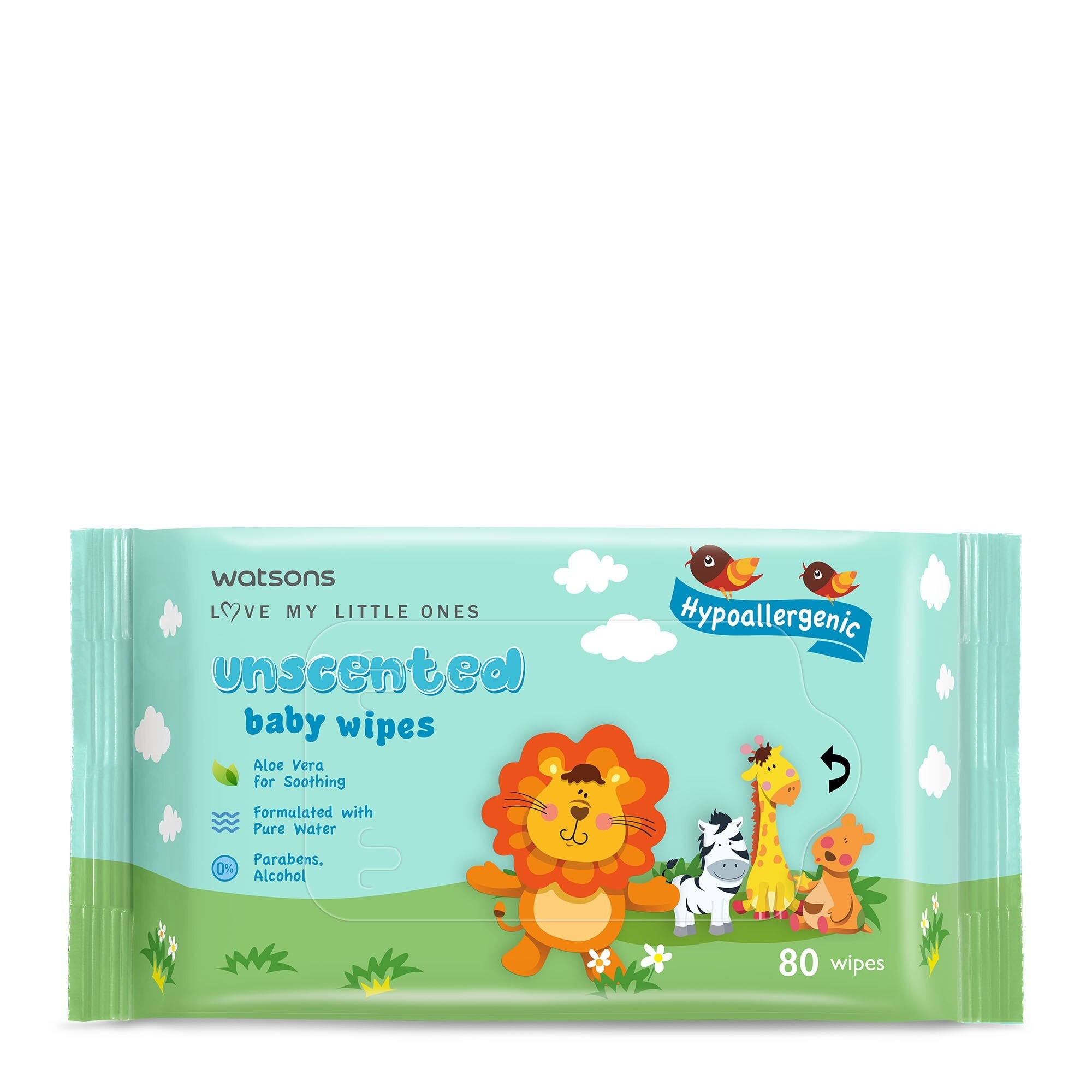 Unscented Baby Wipes Hypoallergenic (Made For Baby's Sensitive Skin) 80s