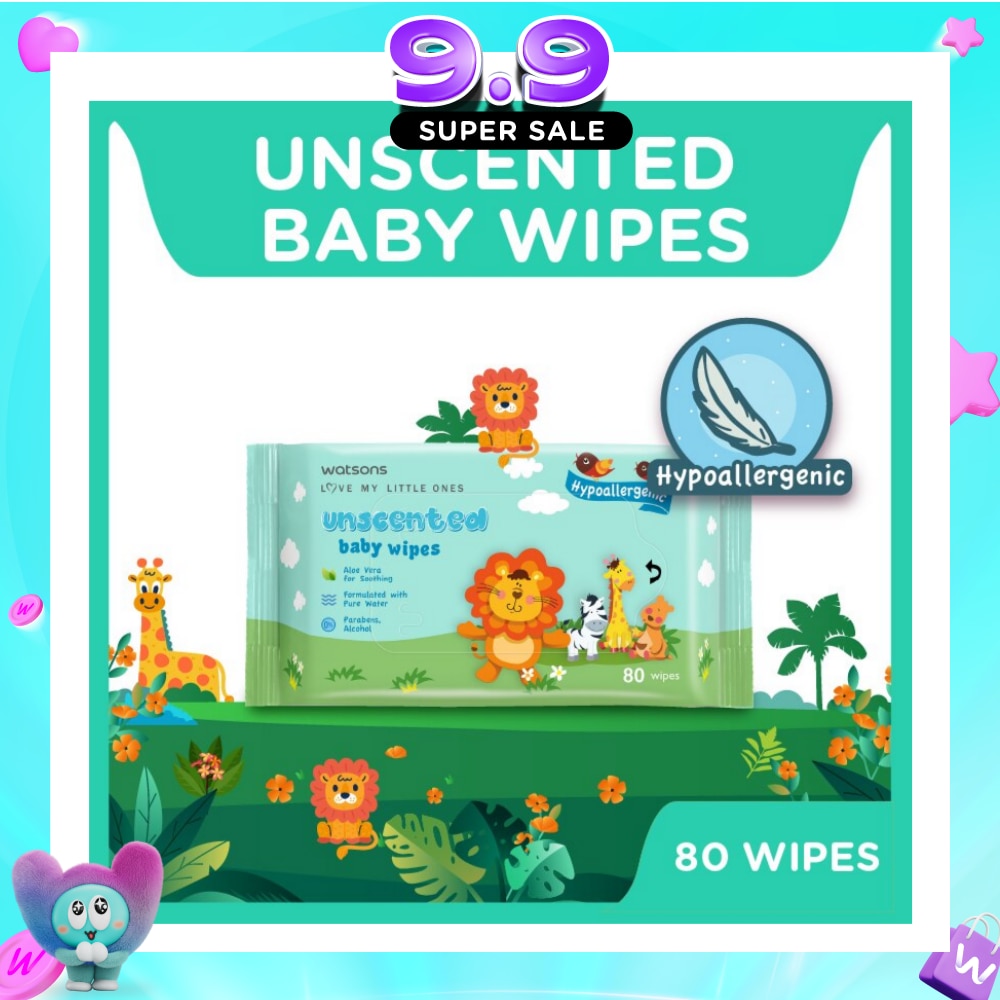 Unscented Baby Wipes Hypoallergenic (Made For Baby's Sensitive Skin) 80s image