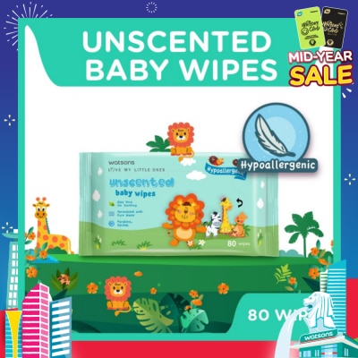 WATSONS Unscented Baby Wipes Hypoallergenic (Made For Baby's Sensitive Skin) 80s