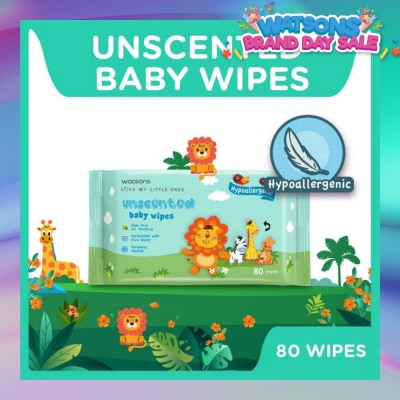 WATSONS Unscented Baby Wipes Hypoallergenic (Made For Baby's Sensitive Skin) 80s