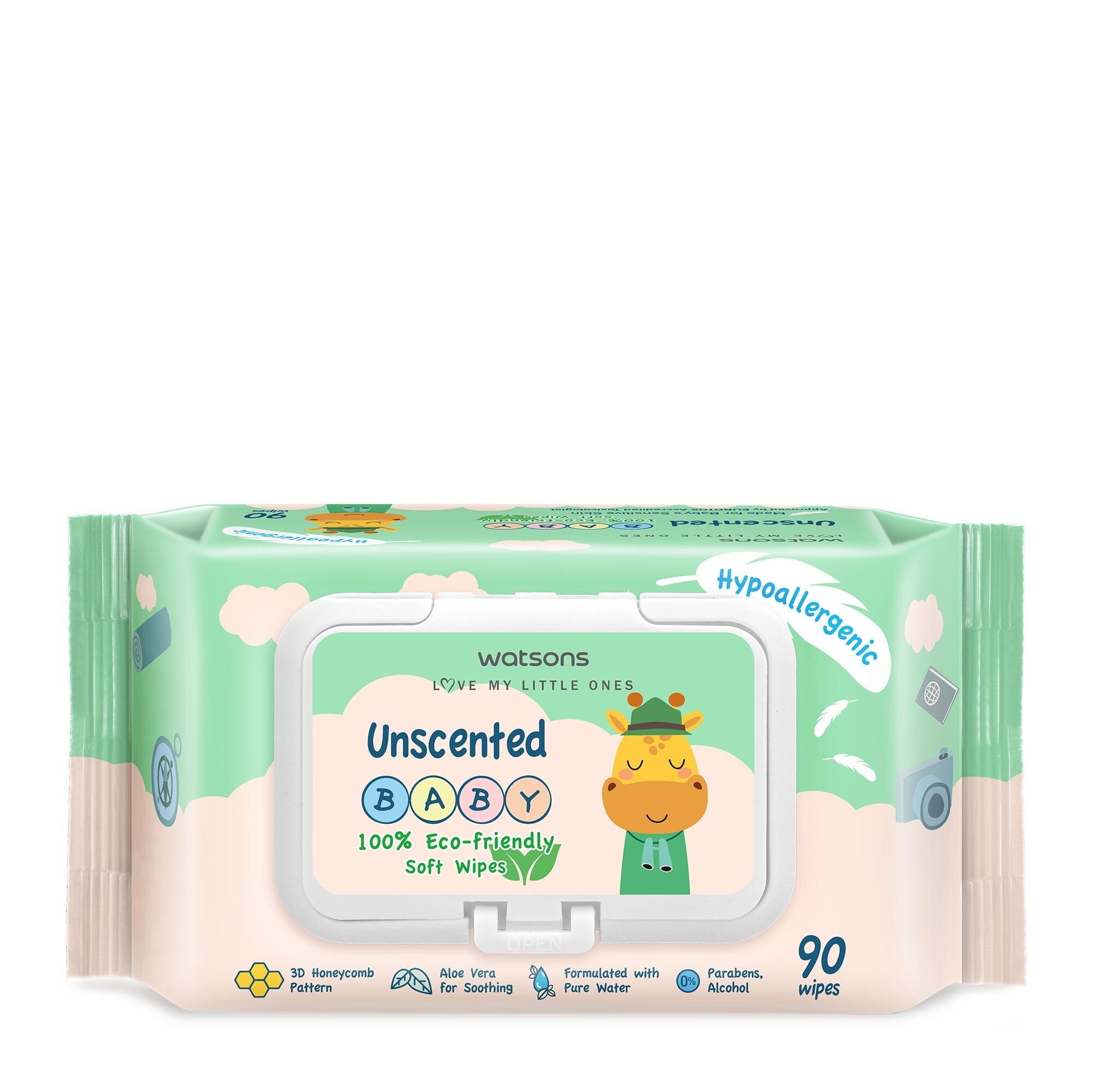 Unscented  Baby Wipes 100% Eco-Friendly Soft Wipes Hypoallergenic (Made For Baby's Sensitive Skin + Approved By Eurotox Accredited Toxicologist) 90s