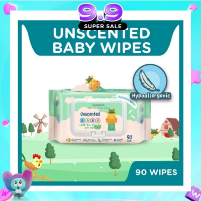 WATSONS - Unscented  Baby Wipes 100% Eco-Friendly Soft Wipes Hypoallergenic (Made For Baby's Sensitive Skin + Approved By Eurotox Accredited Toxicologist) 90s image
