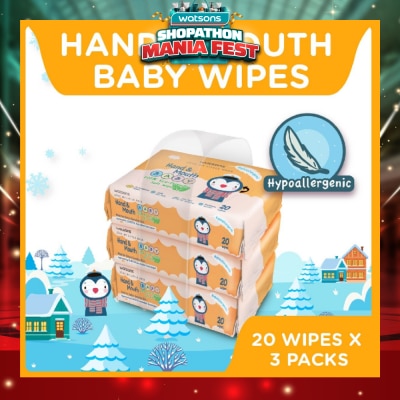 WATSONS - Hand & Mouth Soft Baby Wipes 20s x 3pack