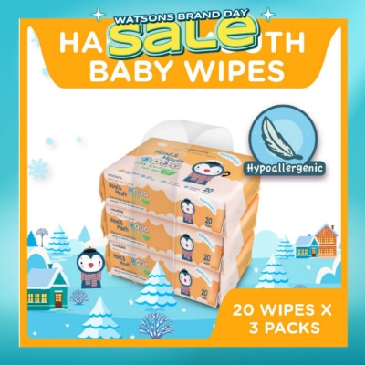 WATSONS - Hand & Mouth Soft Baby Wipes 20s x 3pack