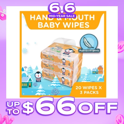 WATSONS - Hand & Mouth Soft Baby Wipes 20s x 3pack