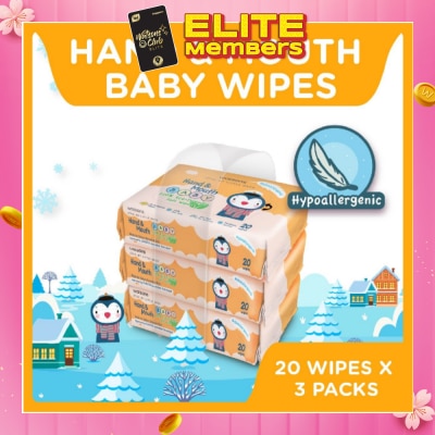 WATSONS Hand & Mouth Soft Baby Wipes 20s x 3pack