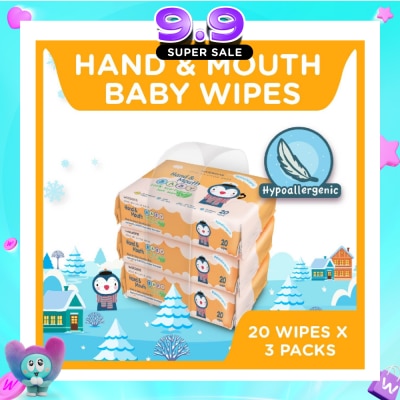 WATSONS - Hand & Mouth Soft Baby Wipes 20s x 3pack image