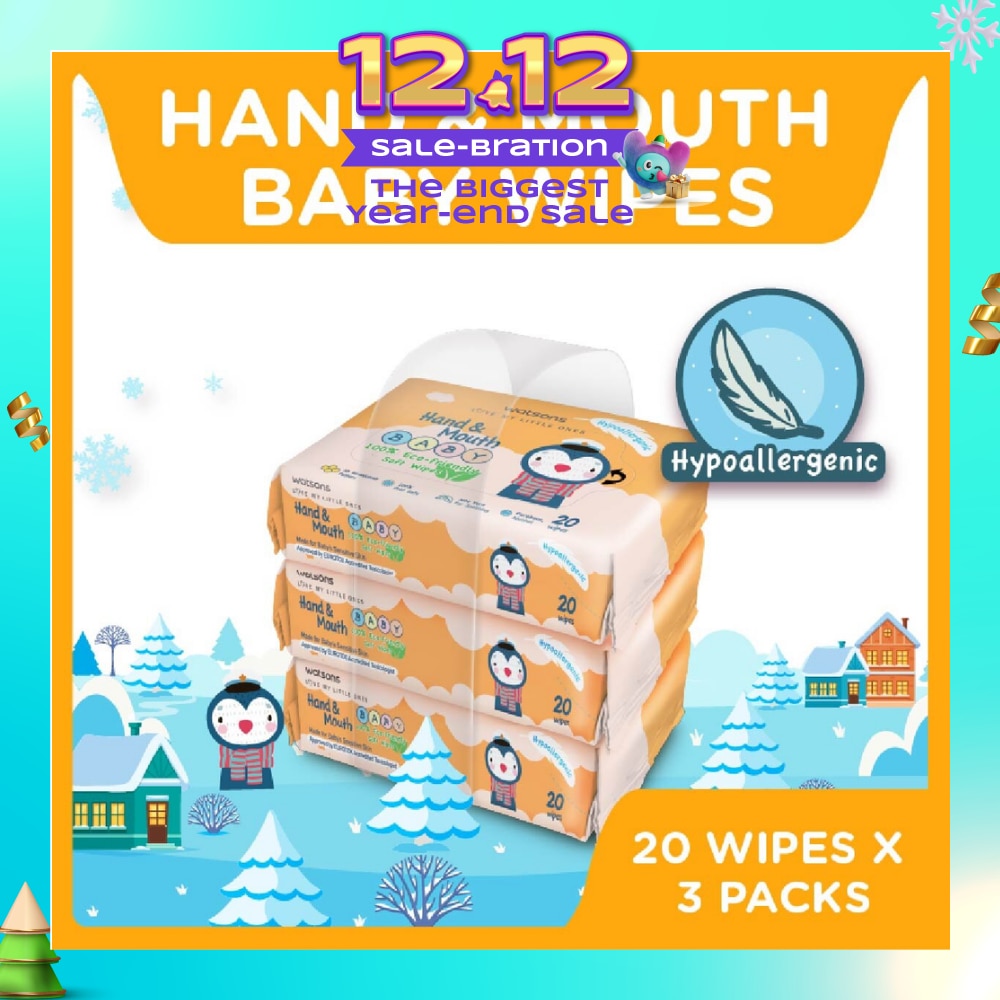 Hand & Mouth Soft Baby Wipes 20s x 3pack