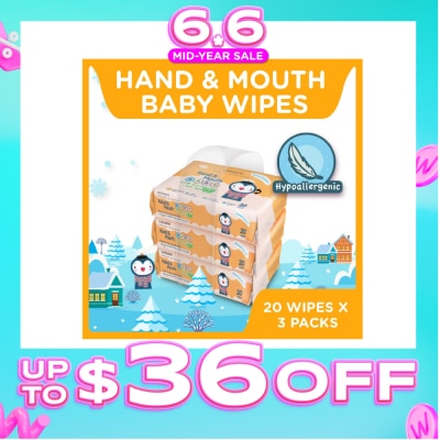 WATSONS - Hand & Mouth Soft Baby Wipes 20s x 3pack
