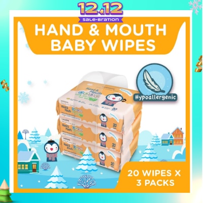 WATSONS Hand & Mouth Soft Baby Wipes 20s x 3pack