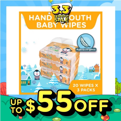 WATSONS Hand & Mouth Soft Baby Wipes 20s x 3pack