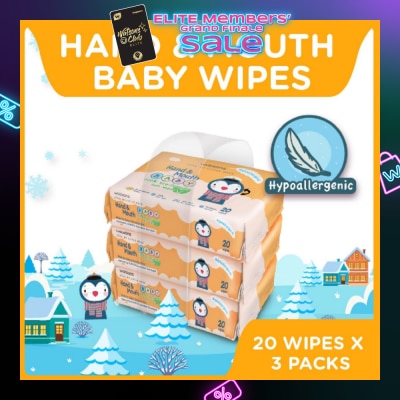 WATSONS Hand & Mouth Soft Baby Wipes 20s x 3pack