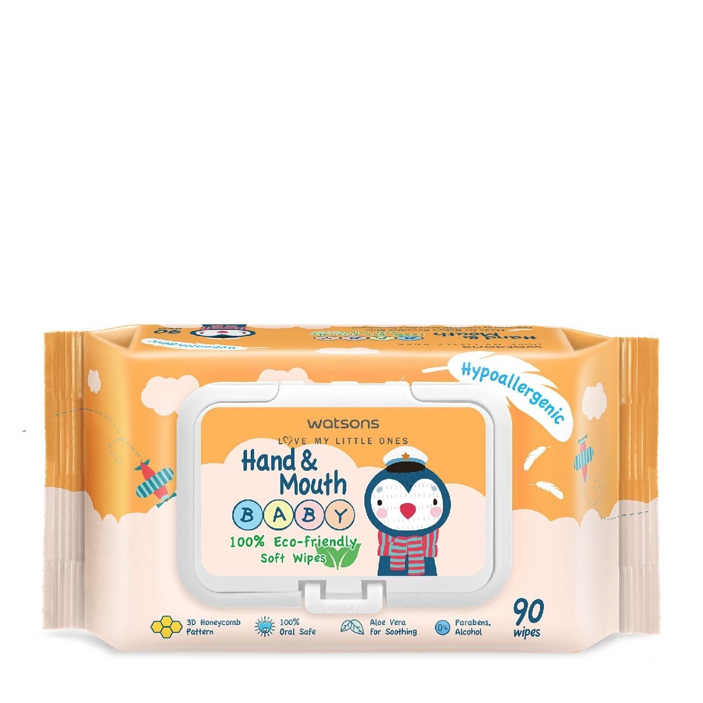 Hand & Mouth Baby Wipes 100% Eco-Friendly Soft Wipes Hypoallergenic (Made For Baby's Sensitive Skin) 90s