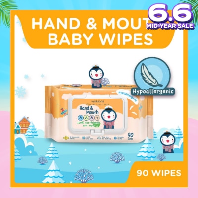 WATSONS Hand & Mouth Baby Wipes 100% Eco-Friendly Soft Wipes Hypoallergenic (Made For Baby's Sensitive Skin) 90s