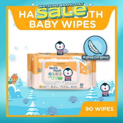 WATSONS - Hand & Mouth Baby Wipes 100% Eco-Friendly Soft Wipes Hypoallergenic (Made For Baby's Sensitive Skin) 90s