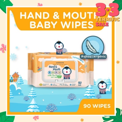 WATSONS Hand & Mouth Baby Wipes 100% Eco-Friendly Soft Wipes Hypoallergenic (Made For Baby's Sensitive Skin) 90s