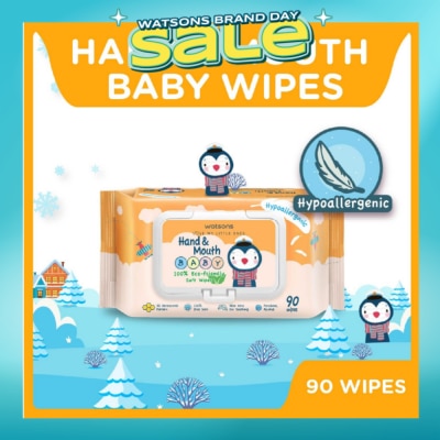 WATSONS - Hand & Mouth Baby Wipes 100% Eco-Friendly Soft Wipes Hypoallergenic (Made For Baby's Sensitive Skin) 90s