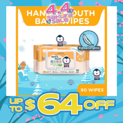 WATSONS - Hand & Mouth Baby Wipes 100% Eco-Friendly Soft Wipes Hypoallergenic (Made For Baby's Sensitive Skin) 90s