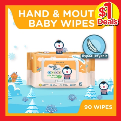 WATSONS Hand & Mouth Baby Wipes 100% Eco-Friendly Soft Wipes Hypoallergenic (Made For Baby's Sensitive Skin) 90s