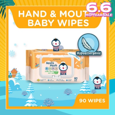WATSONS Hand & Mouth Baby Wipes 100% Eco-Friendly Soft Wipes Hypoallergenic (Made For Baby's Sensitive Skin) 90s