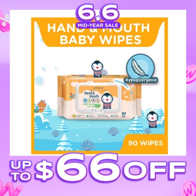 WATSONS - Hand & Mouth Baby Wipes 100% Eco-Friendly Soft Wipes Hypoallergenic (Made For Baby's Sensitive Skin) 90s