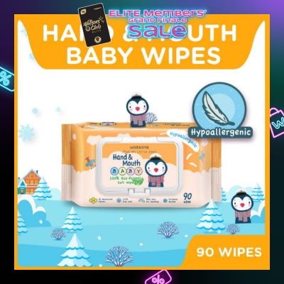 WATSONS Hand & Mouth Baby Wipes 100% Eco-Friendly Soft Wipes Hypoallergenic (Made For Baby's Sensitive Skin) 90s