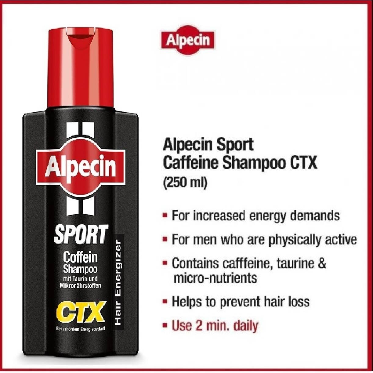 Sport CTX Caffeine Hair Energizer Shampoo For Physically Active Men (Helps to Reduce Hair Loss) 250ml