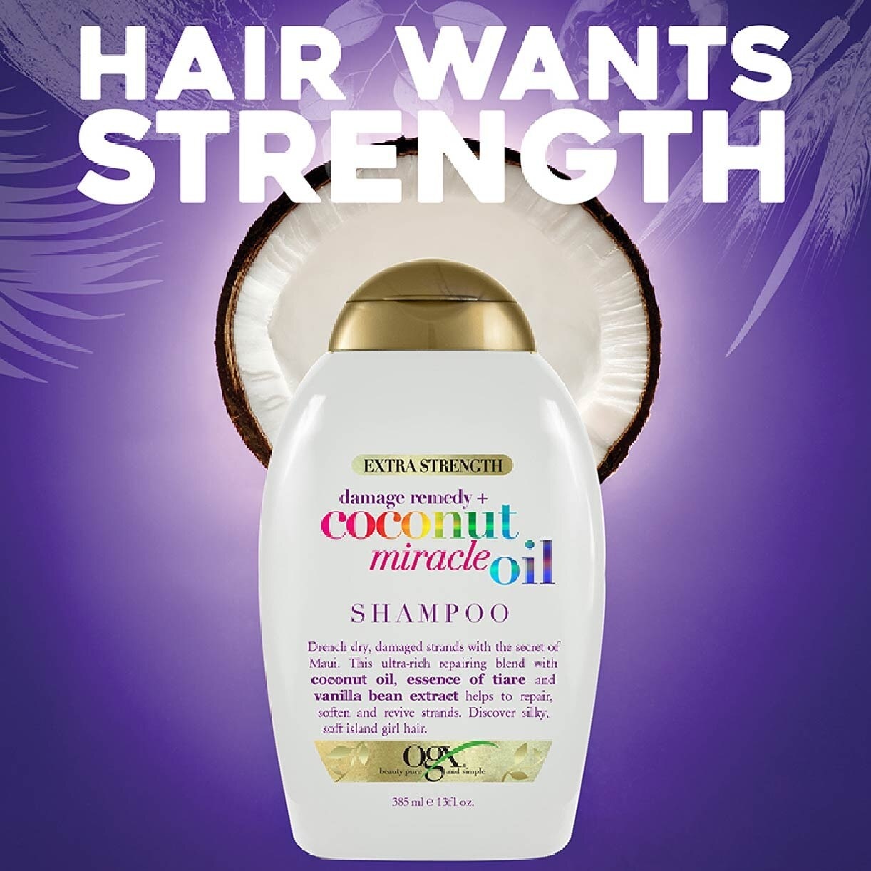 Damage Remedy + Coconut Miracle Oil Shampoo (Helps to Repair + Soften + Revive Hair Strands) 385ml