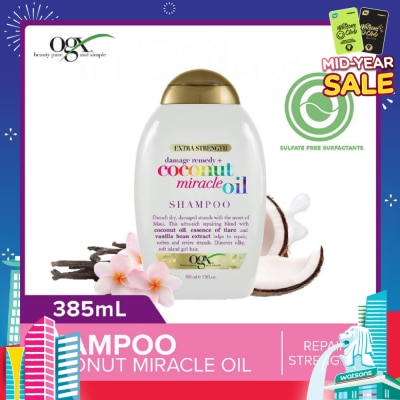 OGX Damage Remedy + Coconut Miracle Oil Shampoo (Helps to Repair + Soften + Revive Hair Strands) 385ml