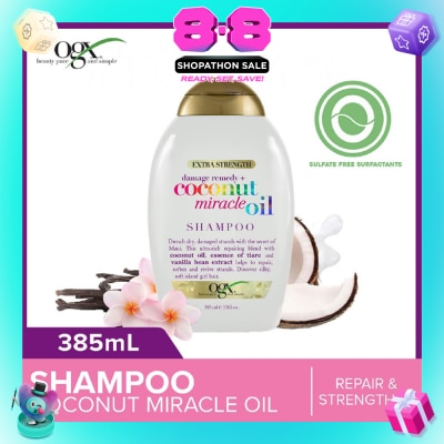OGX - Damage Remedy + Coconut Miracle Oil Shampoo (Helps to Repair + Soften + Revive Hair Strands) 385ml