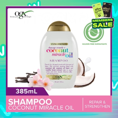 OGX Damage Remedy + Coconut Miracle Oil Shampoo (Helps to Repair + Soften + Revive Hair Strands) 385ml