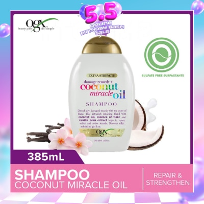 OGX - Damage Remedy + Coconut Miracle Oil Shampoo (Helps to Repair + Soften + Revive Hair Strands) 385ml