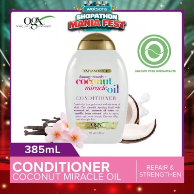 OGX - Damage Remedy + Coconut Miracle Oil Conditioner (Helps to Repair + Soften + Revive Hair Strands) 385ml
