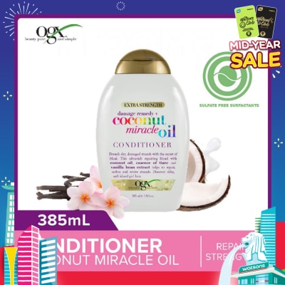 OGX Damage Remedy + Coconut Miracle Oil Conditioner (Helps to Repair + Soften + Revive Hair Strands) 385ml