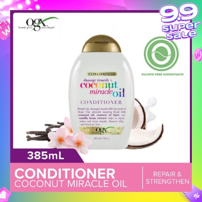 OGX Damage Remedy + Coconut Miracle Oil Conditioner (Helps to Repair + Soften + Revive Hair Strands) 385ml