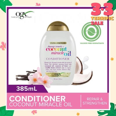 OGX Damage Remedy + Coconut Miracle Oil Conditioner (Helps to Repair + Soften + Revive Hair Strands) 385ml