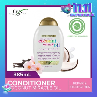 OGX Damage Remedy + Coconut Miracle Oil Conditioner (Helps to Repair + Soften + Revive Hair Strands) 385ml