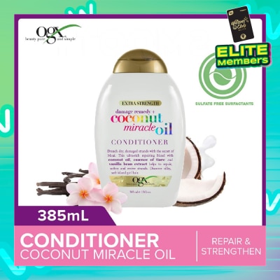 OGX Damage Remedy + Coconut Miracle Oil Conditioner (Helps to Repair + Soften + Revive Hair Strands) 385ml