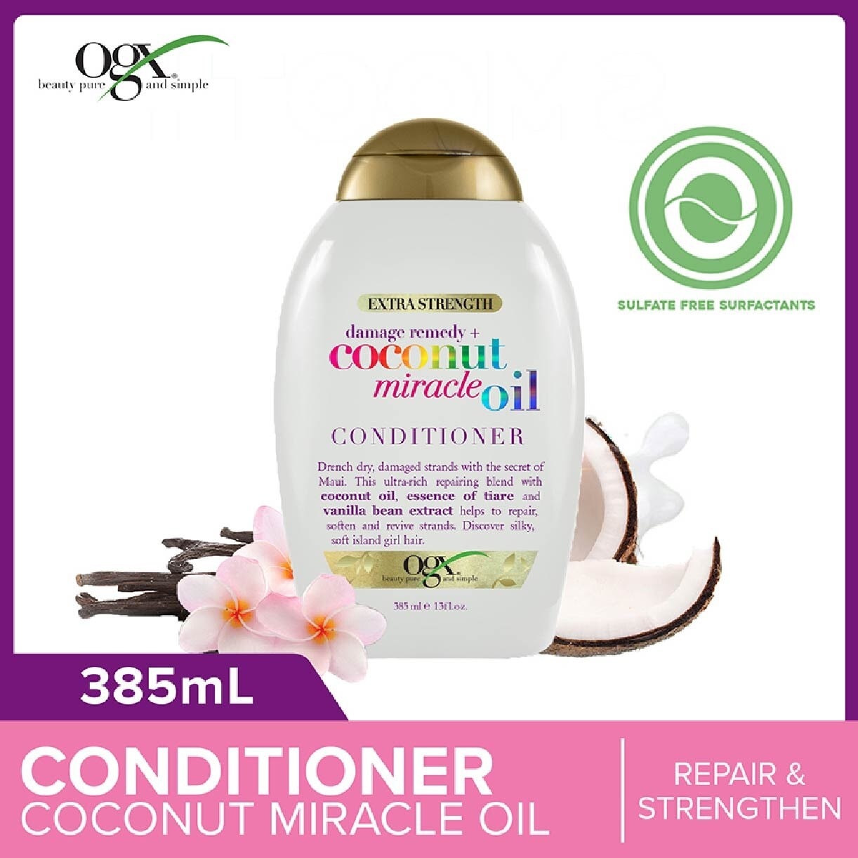 OGX Damage Remedy + Coconut Miracle Oil Conditioner (Helps to