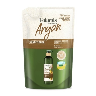 NATURALS BY WATSONS Certified Organic Argan Conditioner (Revitalising, For Very Dry, Damaged Hair) Refill 450ml