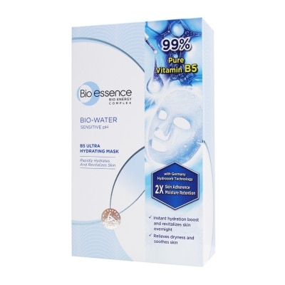 BIO ESSENCE B5 Ultra Hydrating Mask (Rapidly Hydrates & Calms Skin Irritation & 99% Pure Vitamin B5) 10s