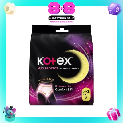 KOTEX - Overnight Panties Sleepwell size L-XL (Now In Upsized Pack With 360 Anti-Leakage Protection) 2s