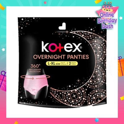 KOTEX Overnight Panties Sleepwell size L-XL (Now In Upsized Pack With 360 Anti-Leakage Protection) 2s