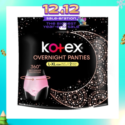 KOTEX Overnight Panties Sleepwell size L-XL (Now In Upsized Pack With 360 Anti-Leakage Protection) 2s