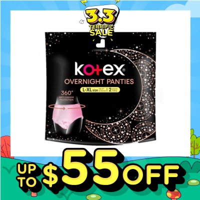 KOTEX Overnight Panties Sleepwell size L-XL (Now In Upsized Pack With 360 Anti-Leakage Protection) 2s
