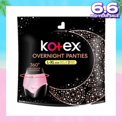 KOTEX Overnight Panties Sleepwell size L-XL (Now In Upsized Pack With 360 Anti-Leakage Protection) 2s