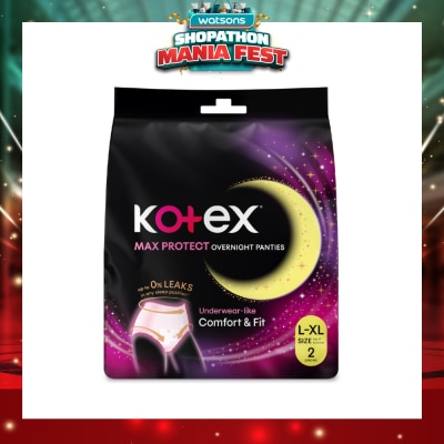 KOTEX - Overnight Panties Sleepwell size L-XL (Now In Upsized Pack With 360 Anti-Leakage Protection) 2s