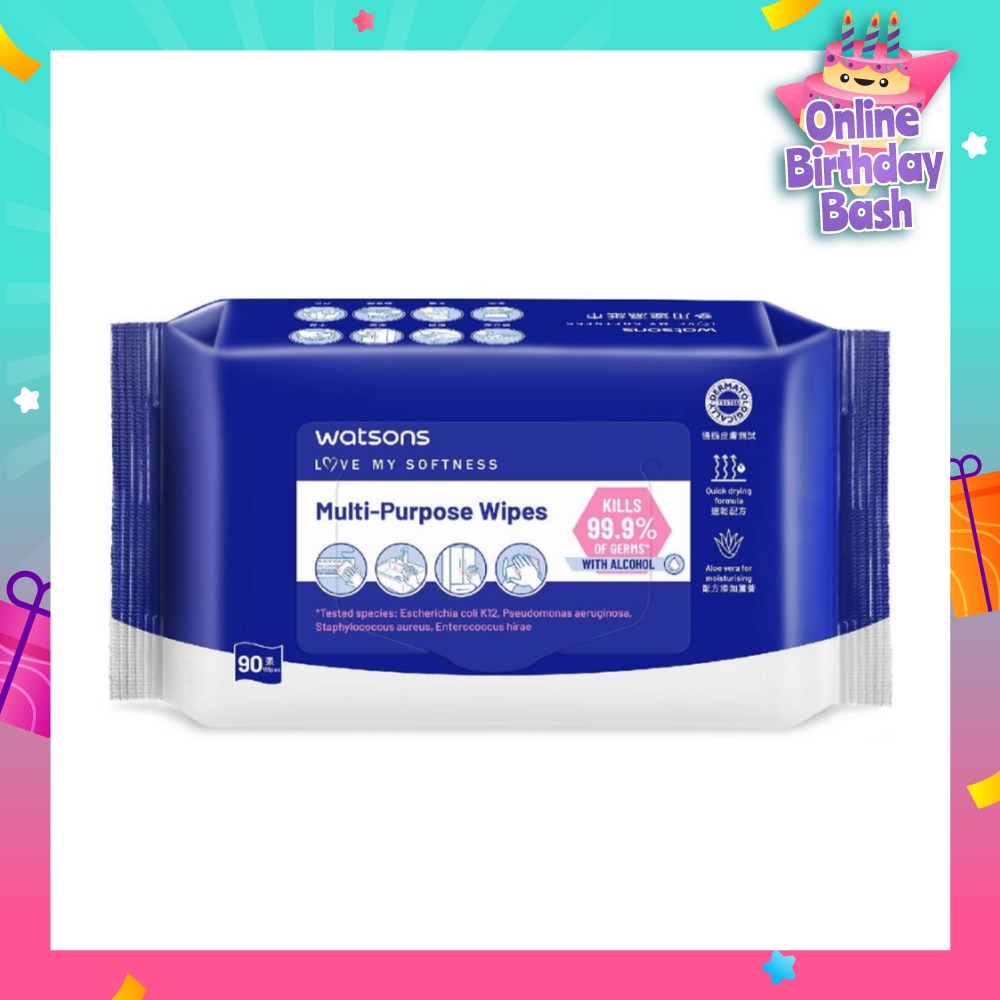 Multi-Purpose Wipes (Kills 99% Of Germs, With Alcohol) 90s