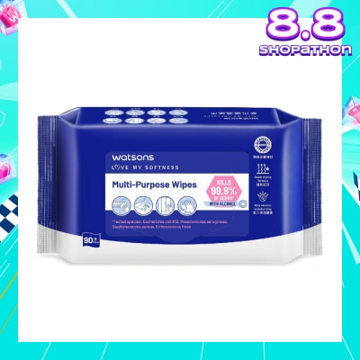 WATSONS Multi-Purpose Wipes (Kills 99% Of Germs, With Alcohol) 90s